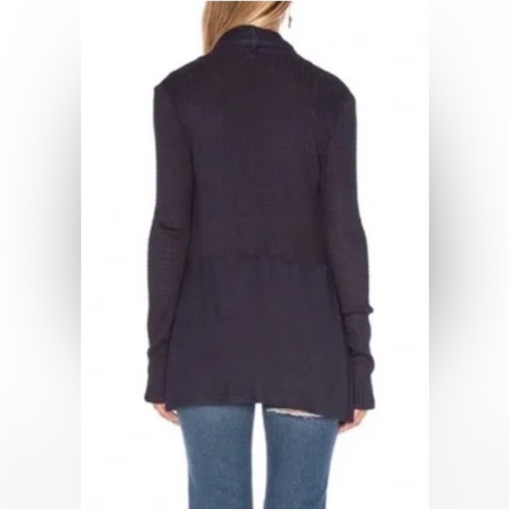 Velvet Graham Spencer Blue Waffle Knit Cardigan Small - Picture 2 of 7
